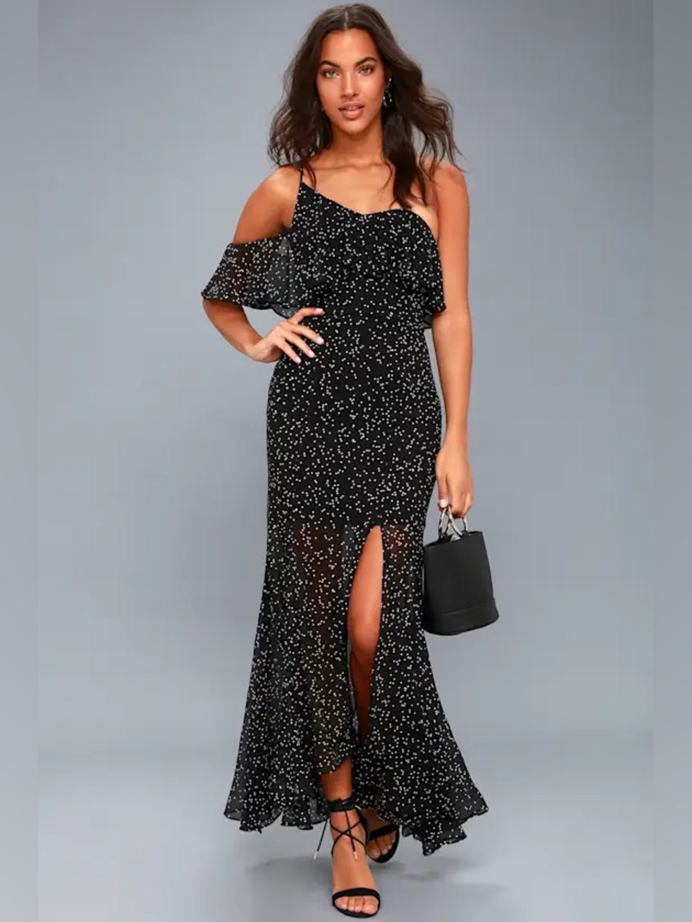 KEEPSAKE the Label Revolve NWT One-Shoulder Polka Dot Maxi Dress Medium
